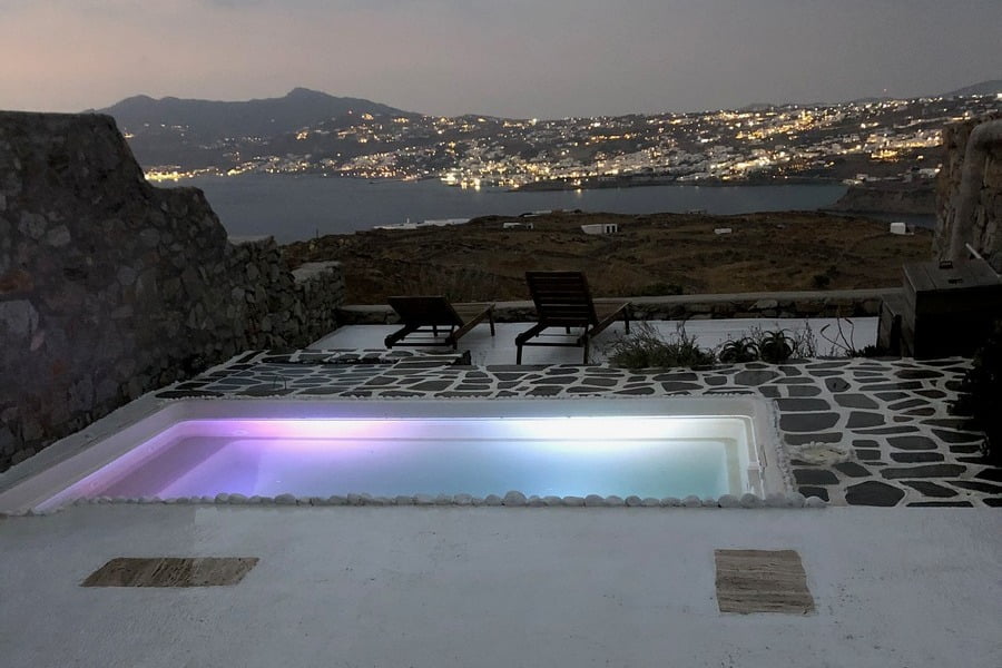 Mykonos Syni Villa Pool By Night